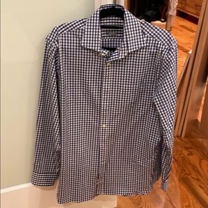 Blue/white plaid long sleeved button down